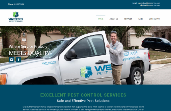 Pest Control business website in Austin